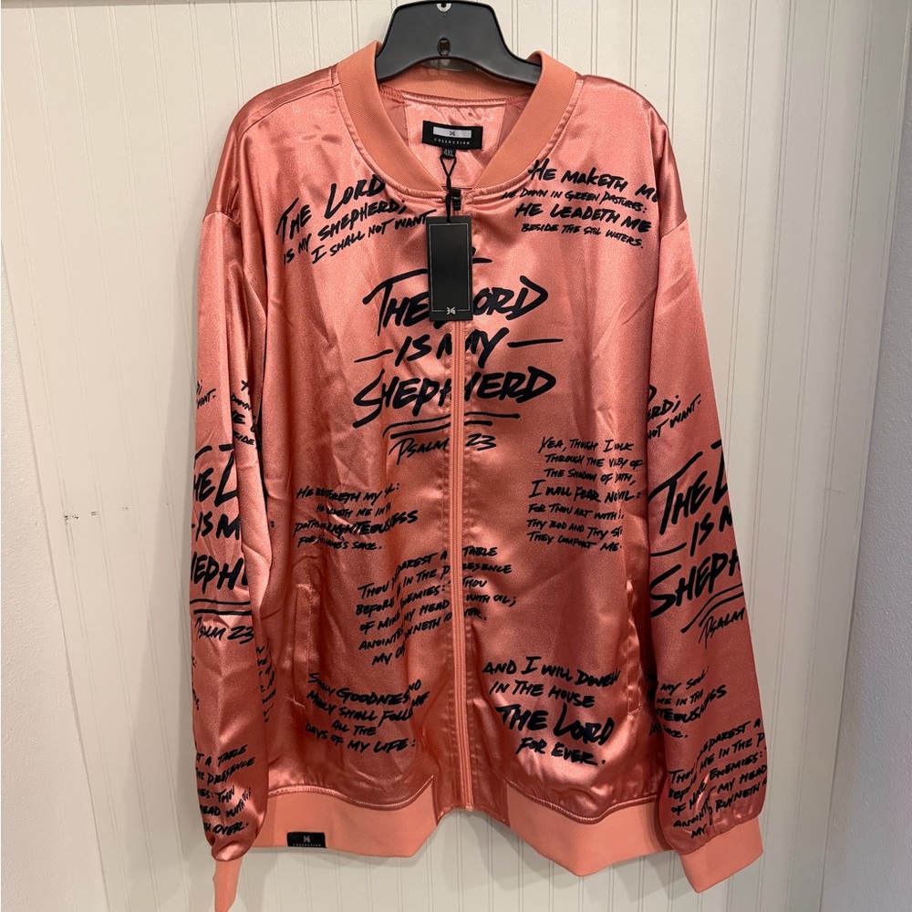 Women's Inspirational Satin Rose Bomber Jacket